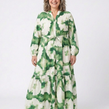 Sophie | Vestido maxi de mangas longas e cintura atada