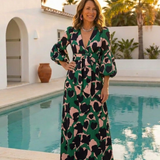 Léa | Vestido maxi de mangas longas e cintura atada