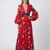 Léa | Vestido maxi de mangas longas e cintura atada