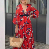 Léa | Vestido maxi de mangas longas e cintura atada