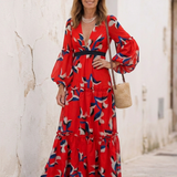 Léa | Vestido maxi de mangas longas e cintura atada