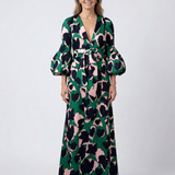 Léa | Vestido maxi de mangas longas e cintura atada