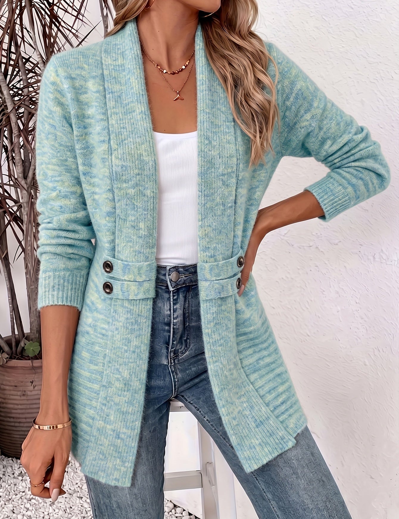 Xalviere | Elegante Cardigan para Mulheres - Frente Aberta & Cintura Ajustada