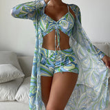 Laluna® | Conjunto de bikini 3 peças com estampado