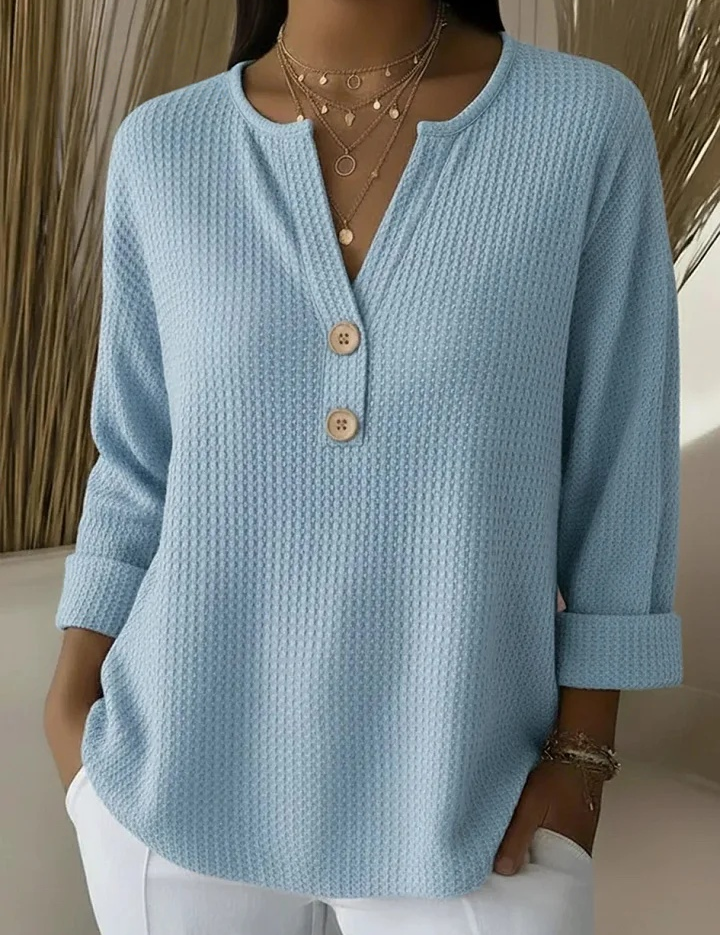 Lucía | Camiseta Henley Gofrada com Botões