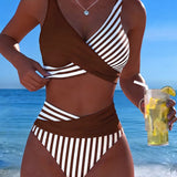 EVA™ | Bikini Cruzado Rayado Impresso