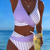 EVA™ | Bikini Cruzado Rayado Impresso