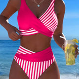 EVA™ | Bikini Cruzado Rayado Impresso