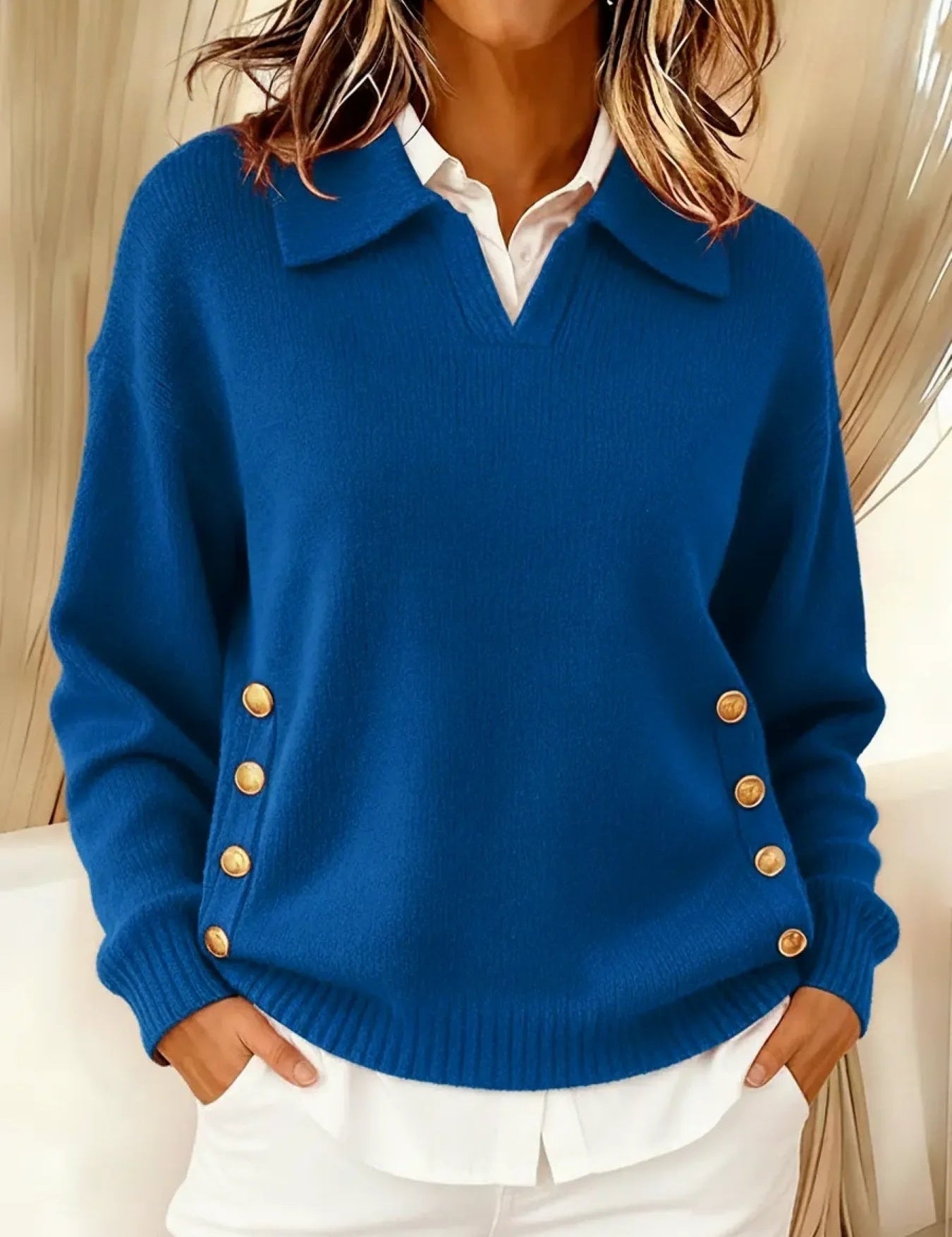 Vicenta | Jersey com Gola Polo e Botões