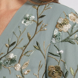 Élodie | Vestido maxi bordado com decote em V