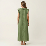 Josette | Vestido Maxi de Linho com Renda em V