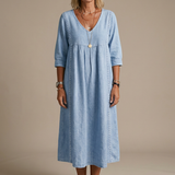 Alba | Vestido maxi com estampado floral artístico e algodão premium