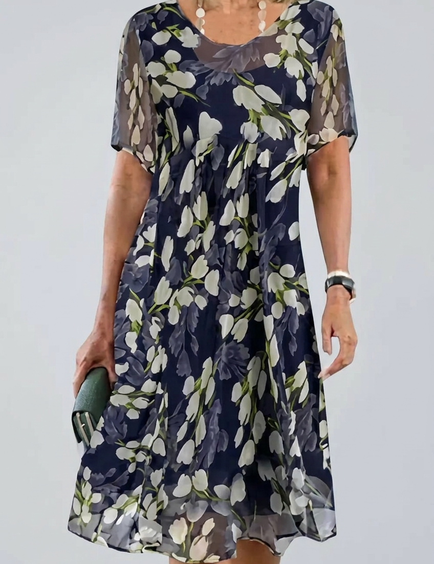 Elisa - Vestido de chiffon floral elegante