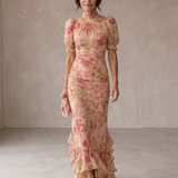 Rosário | Vestido Longo Floral de Chiffon
