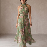 Livia | Vestido Maxi Halter Elegante com Flores