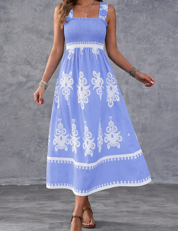 Martina | Vestido maxi com estampado artístico