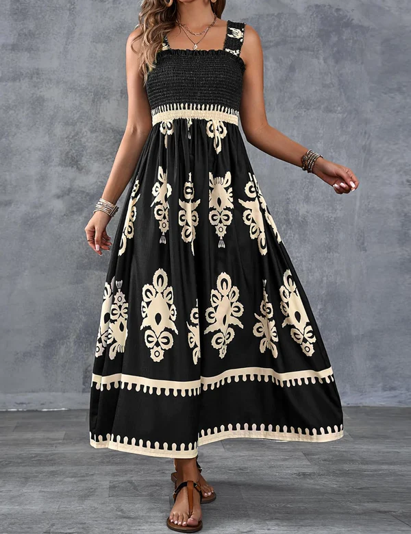 Martina | Vestido maxi com estampado artístico