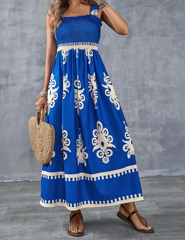 Martina | Vestido maxi com estampado artístico
