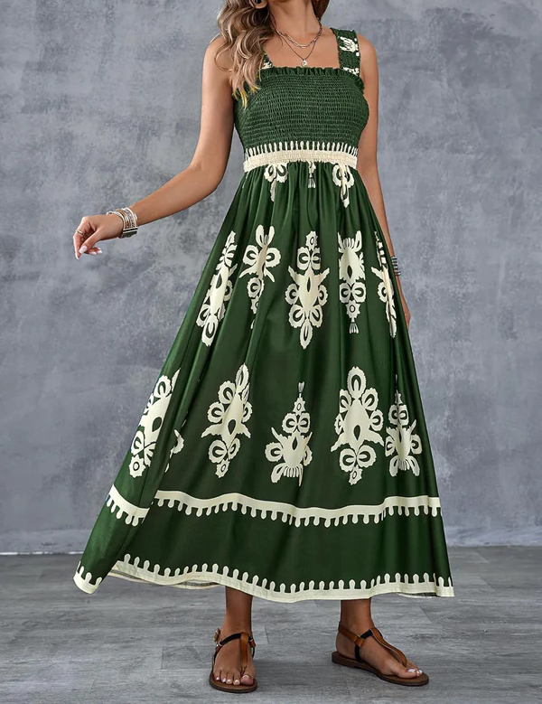 Martina | Vestido maxi com estampado artístico