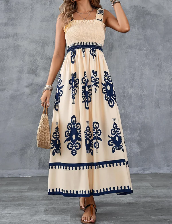 Martina | Vestido maxi com estampado artístico