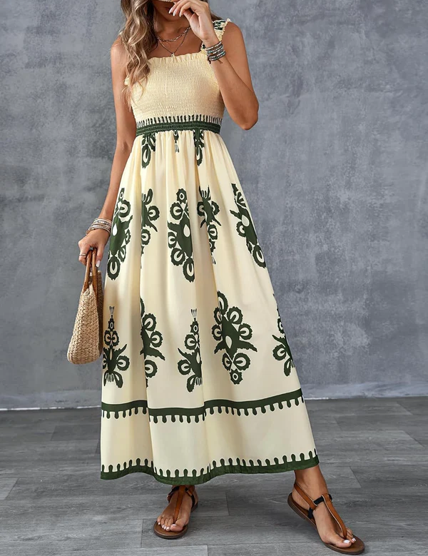 Martina | Vestido maxi com estampado artístico