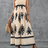 Martina | Vestido maxi com estampado artístico