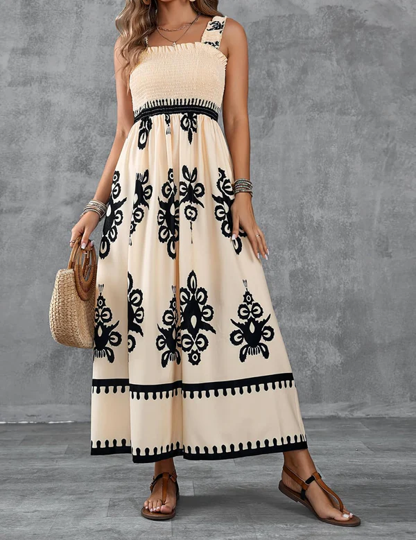 Martina | Vestido maxi com estampado artístico