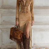 Thérèse | Vestido Longo Bordado com Fecho de Zíper Frontal