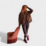 Rosa - Casaco moderno padrão leopardo