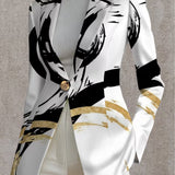 Noemine | Blazer com Pinceladas Abstratas