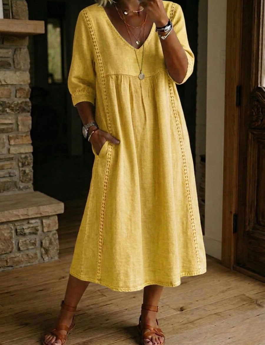 Alba | Vestido maxi com estampado floral artístico e algodão premium