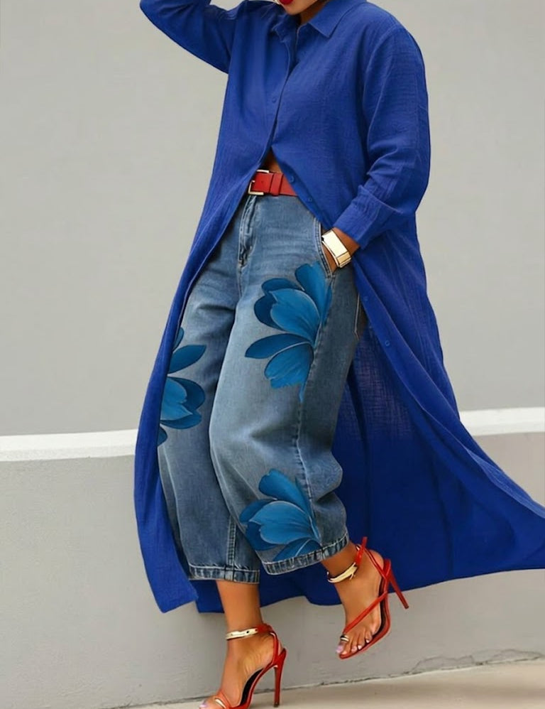 Marilou | Vestido de Linho & Conjunto de Denim Floral