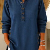 Amira™ | Camisa de ganga com decote em V