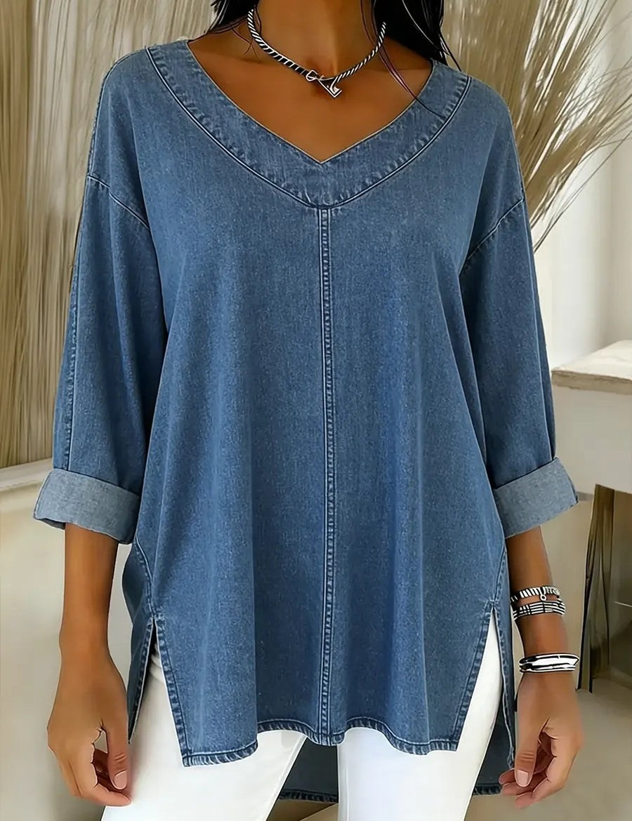 Adèle™ | Top em denim lavado