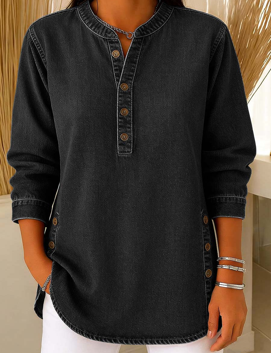 Amira™ | Camisa de ganga com decote em V