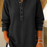 Amira™ | Camisa de ganga com decote em V