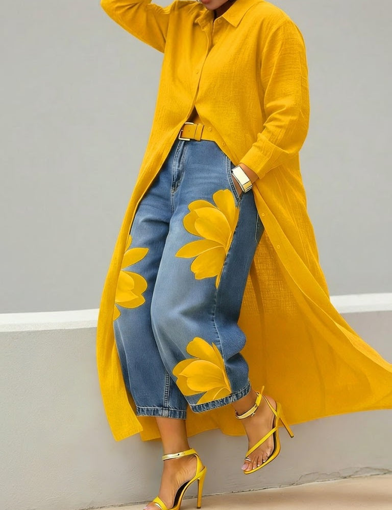 Marilou | Vestido de Linho & Conjunto de Denim Floral