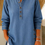 Amira™ | Camisa de ganga com decote em V