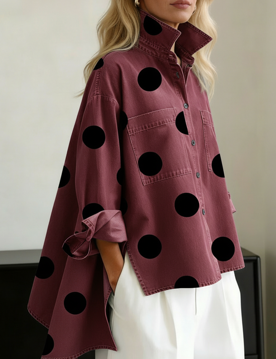 Peggy — Camisa de Overshirt com Padrão de Bolinhas