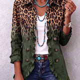 Lorraine | Blazer com padrão de leopardo verde e volantes