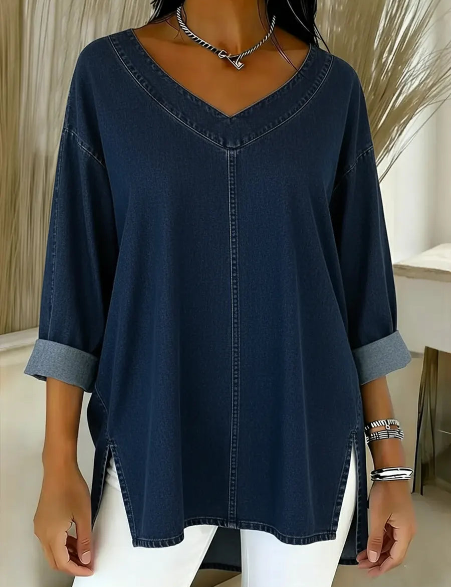 Adèle™ | Top em denim lavado
