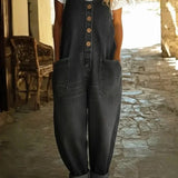 Lenna – Macacão em denim de algodão vintage