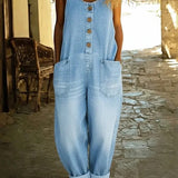 Lenna – Macacão em denim de algodão vintage