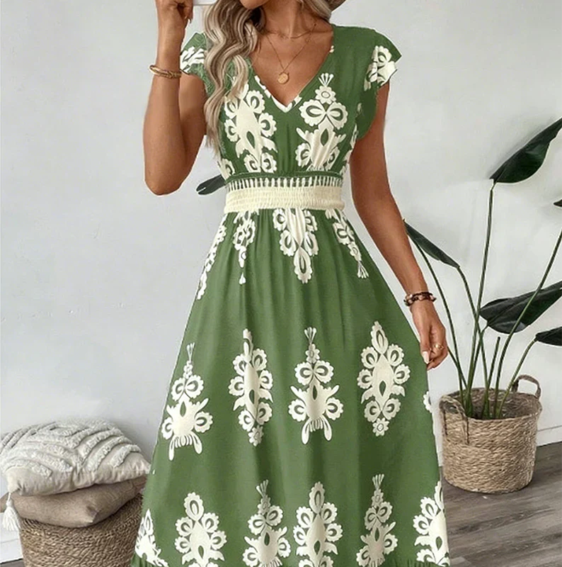 Candela | Vestido maxi barroco com decote em V