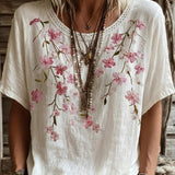 Floréal™ | Top de algodão-linho com estampado vintage