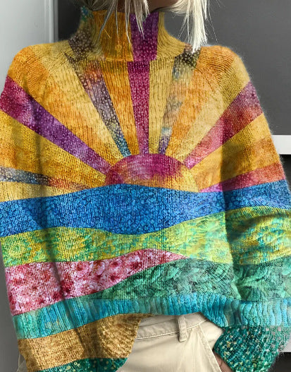 Noëlle | Pullover de gola alta colorido
