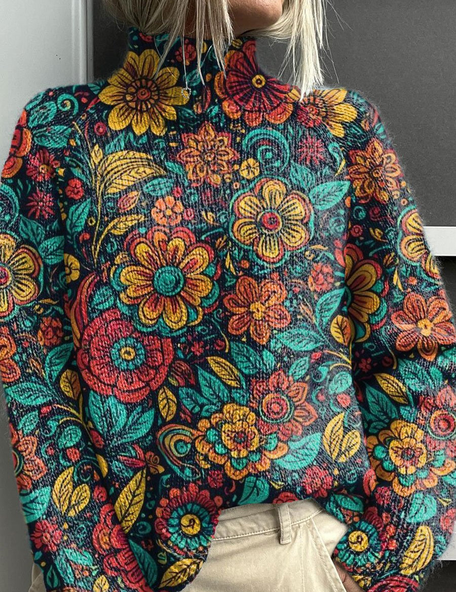 Noëlle | Pullover de gola alta colorido