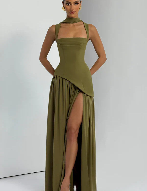 ZAFIRA | Vestido longo efeito laqueado