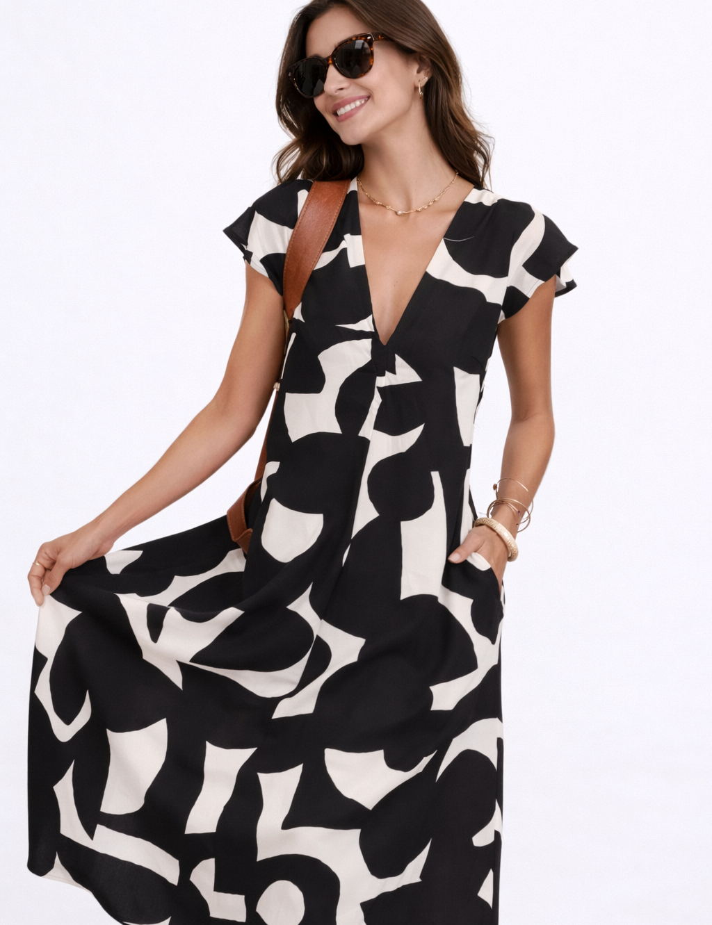 Camelia | Vestido midi fluido com estampado vibrante