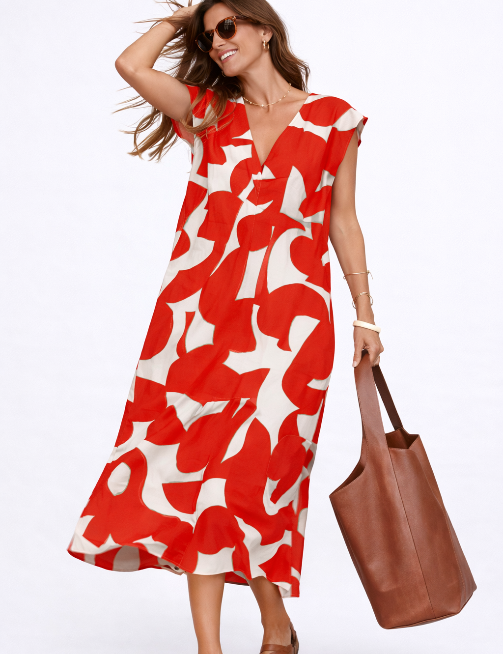 Camelia | Vestido midi fluido com estampado vibrante